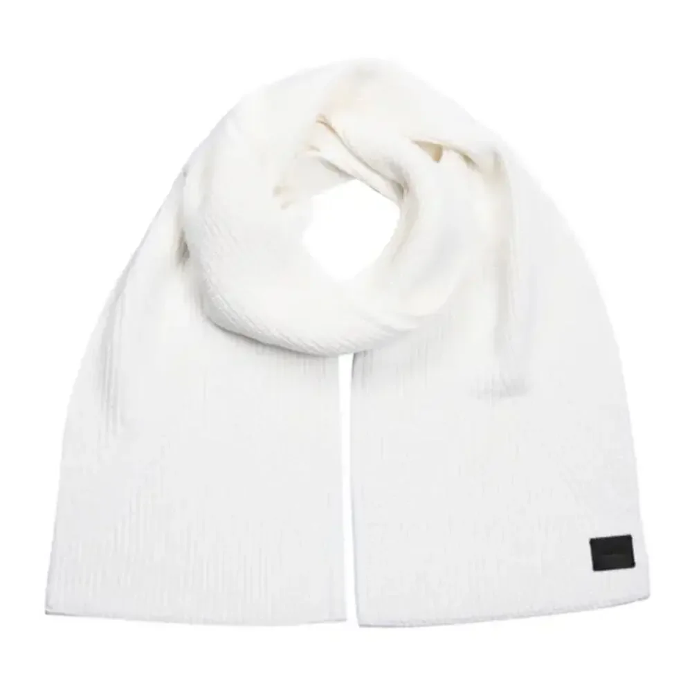 ALLSAINTS Ribbed Knit Chalk White Scarf